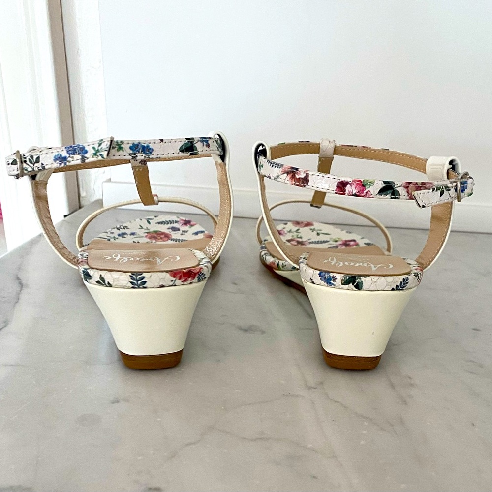AMALFI by Rangoni Sandals White Floral Pattern Leather Made in Italy - Picture 6 of 8